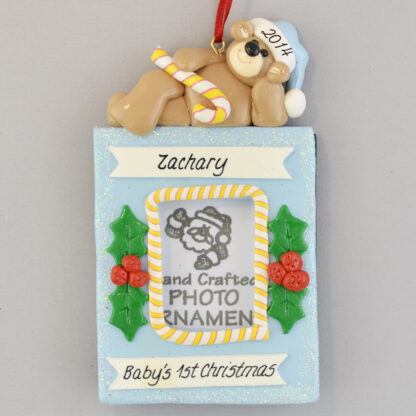 Personalized Photo Frame Baby boy's First Christmas Ornaments