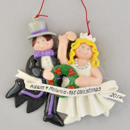 Bride and Groom Blonde Wedding personalized christmas Ornaments