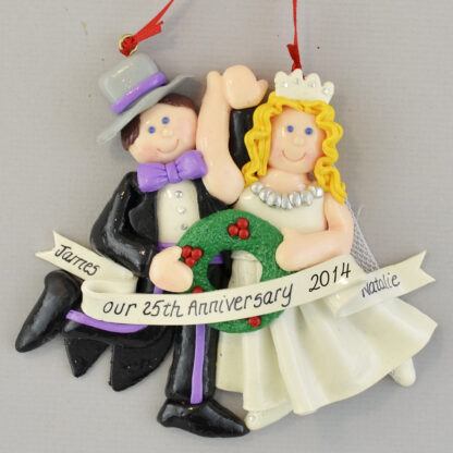 Silver Anniversary (25 Years) Blonde Bride personalized christmas Ornaments