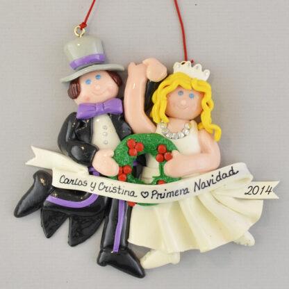 Bride (Blonde) and Groom Primera Navidad personalized christmas Ornaments