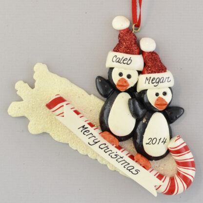 Penguins on Toboggan (2) personalized christmas Ornaments