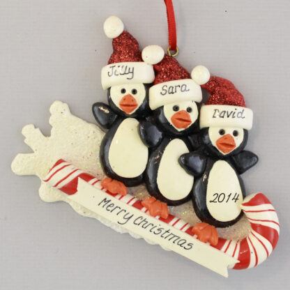 Penguins on a Toboggan (3) Personalized christmas Ornaments