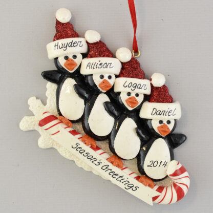 Penguins on Toboggan (4) Personalized christmas Ornaments