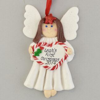 Angel (Brunette) Baby's First Christmas Personalized Ornaments