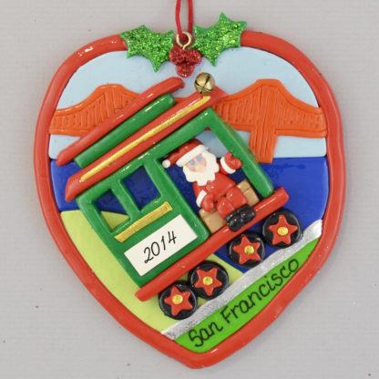 San Francisco Cable Car on Hill personalized christmas Ornaments