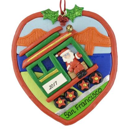 San Francisco Cable Car on hill personalized christmas ornaments