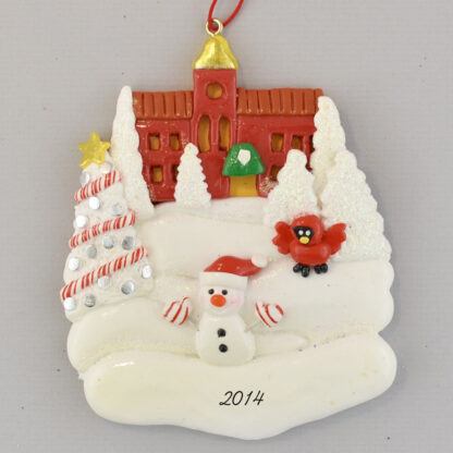 Snowman on Snowdrift Personalized christmas Ornaments