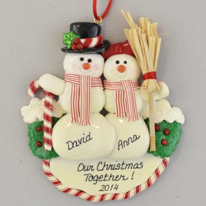 Snow Couple Personalize Christmas Ornaments