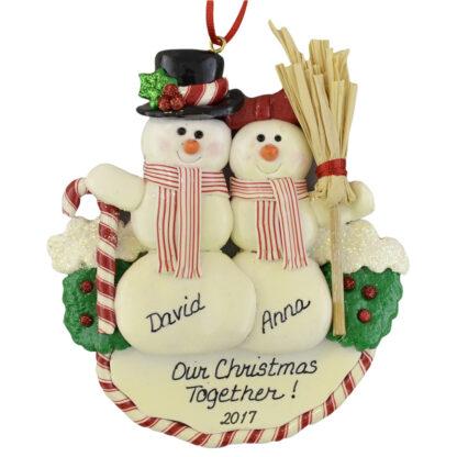 Snow Couple personalized christmas ornaments