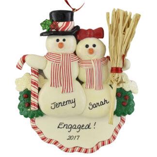 Engaged Snow Couple personalized christmas ornaments