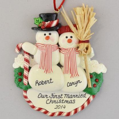 Newlyweds First Christmas Snow Couple personalized Christmas Ornaments