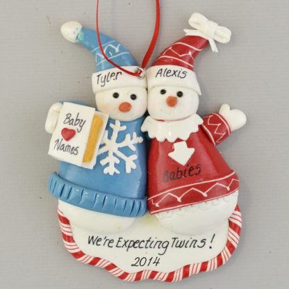Expecting Twins or Triplets Personalized Christmas Ornaments