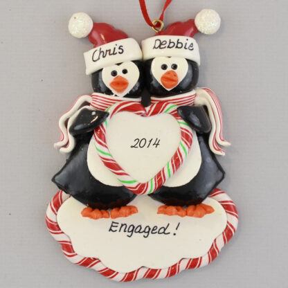 Engaged Penguins personalized christmas ornaments