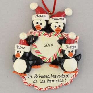 penguin Twin's First personalized Christmas Ornaments