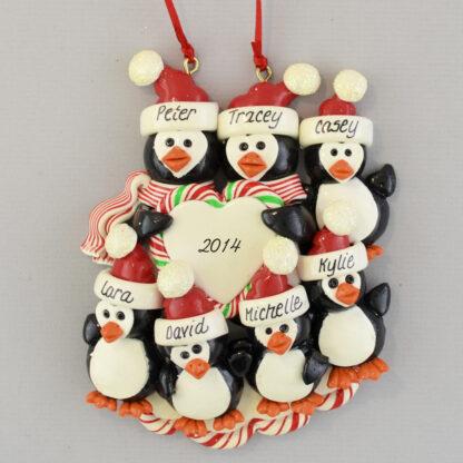Personalized Penguin Family (7) Christmas Ornaments