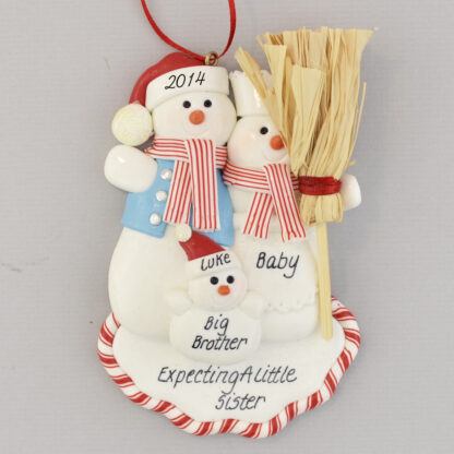 Snowman Family Expecting #2 Christmas Ornament