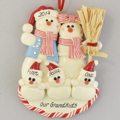 Grandma and Grandpa's Three Snowbabies Personalized christmas Ornaments