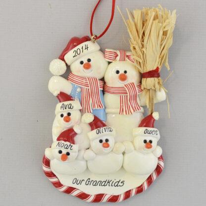 Personalized Snowman Family of 6 Christmas Ornaments