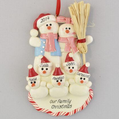 Family with Five Snowbabies Personalized Christmas Ornaments