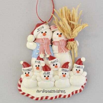Grandma and Grandpa's Six Snowbabies Personalized christmas Ornaments