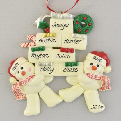 Family with Seven Children Personalized christmas Ornaments