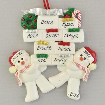 Snow Couple with Nine Gifts personalized Christmas Ornaments