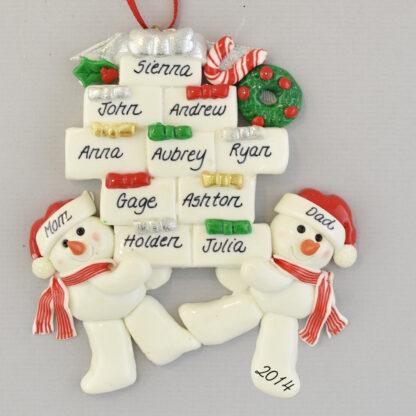 Snow Couple with Ten Gifts personalized Christmas Ornaments