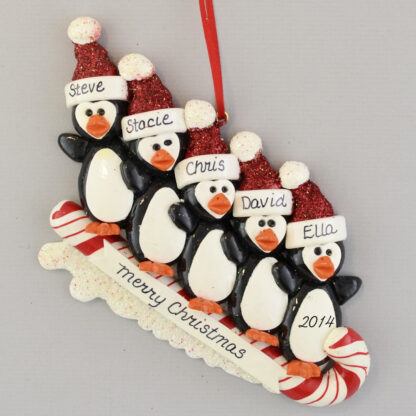 Penguins on Toboggan (5) personalized Christmas Ornaments