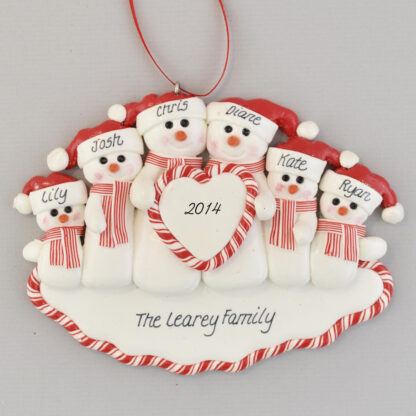 Family of Snowmen (6) Heart personalized christmas Ornaments