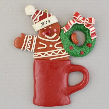 Gingerbread Man and Coffee Cup Personalized christmas Ornaments