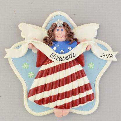 Angel USA Brunette personalized christmas Ornaments