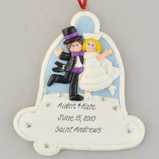 Our First Christmas as Mr. and Mrs. Wedding Bell Christmas Ornament - Blonde