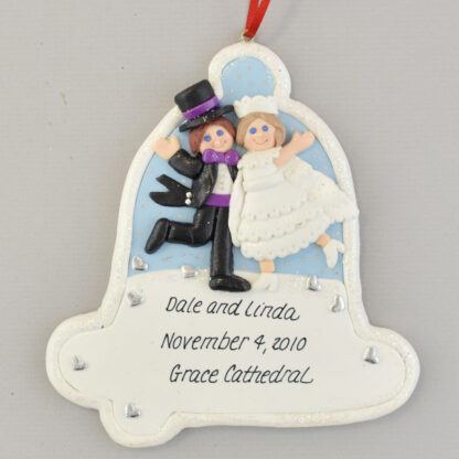 Our First Christmas as Mr. and Mrs. Wedding Bell Ornament - Brunette