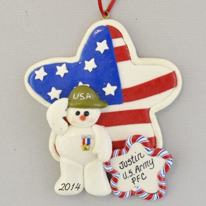Soldier and Flag Personalized christmas Ornaments