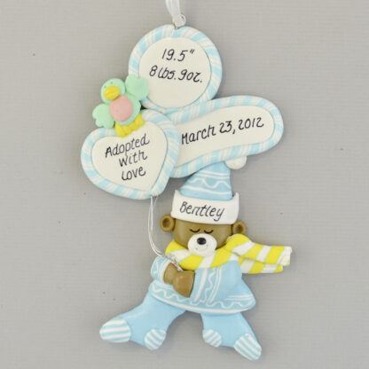 Adopted Baby Boy's Stats Personalized Christmas Ornament