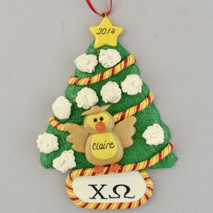 Chi Omega Owl by Christmas Tree Personalized Ornament