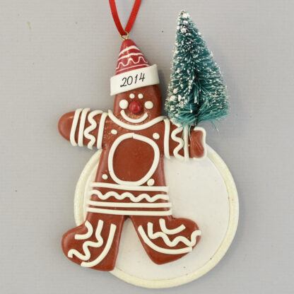Gingerbread Man with Tree Personalized christmas Ornaments