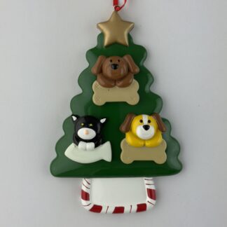Three Pets on Tree Christmas Ornament