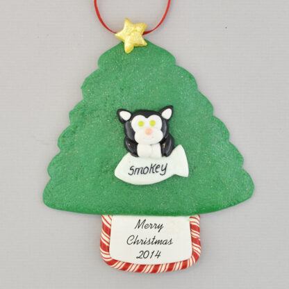 Cat on Tree Personalized Christmas Ornament