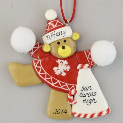 Cheerleader in Red Personalized Christmas Ornament