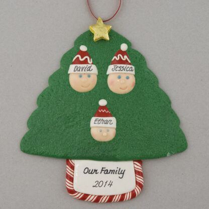 Family Tree of 3 Personalized Christmas Ornament