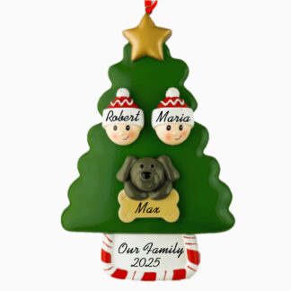 Couple with One Pet Christmas Ornament