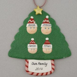 Family Tree of 4 Personalized Christmas Ornament
