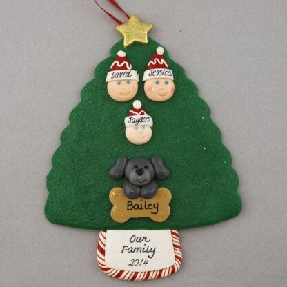 Our Family of 3 with 1 Pet Personalized Christmas Ornament