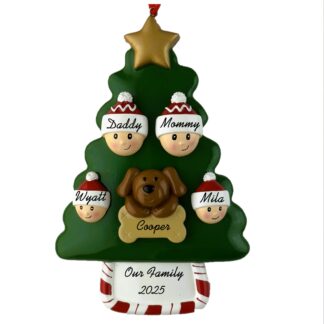 Our Family of 4 and 1 Pet Christmas Ornament
