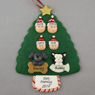 Our Family of 4 with 2 Pets Personalized Christmas Ornament