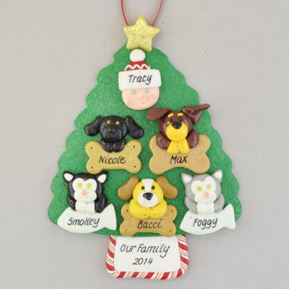 My 5 Pets Personalized Christmas Ornament