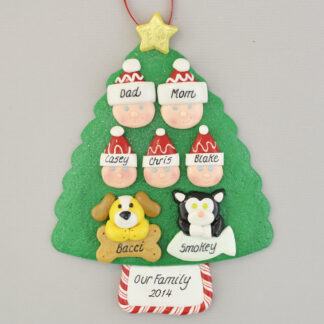 Our Family of 5 with 2 Pets Personalized Christmas Ornament