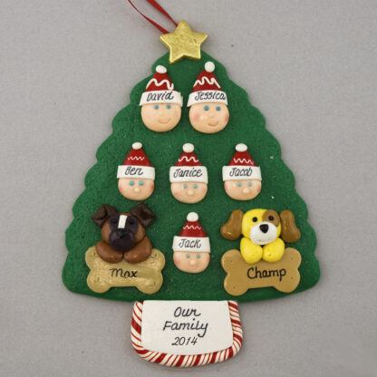 Our Family of 6 with 2 Pets Personalized Christmas Ornament