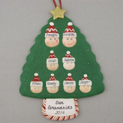 Grandparents with 6 Personalized Christmas Ornaments
